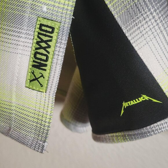 Dixxon Flannel Shirt Mens XL Gray Green Plaid Metallica And Justice For All - Picture 5 of 10